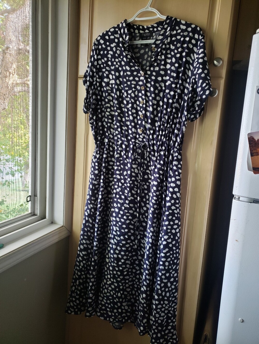 Papillon Deep Blue And White Polka Dot Maxi Dress